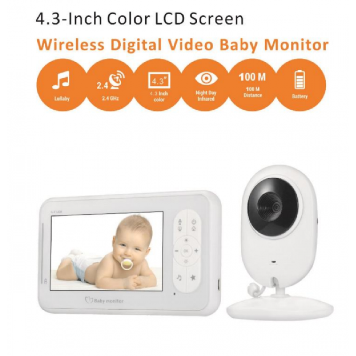 Ασύρματη ψηφιακή οθόνη μωρού με Έγχρωμη Υψηλή Ανάλυση και νυχτερινή λήψη 4.3inch SP920